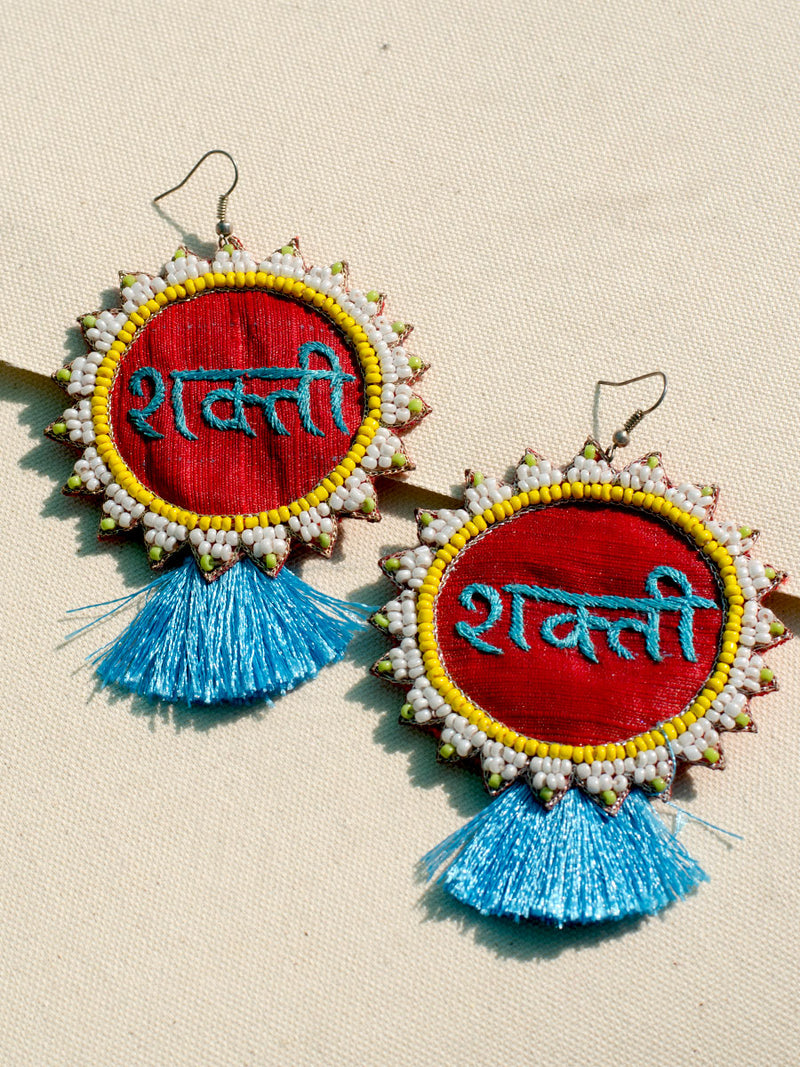 Shakti Embroidered Tassel Earrings