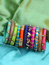 Eternal Beauty Gota Bangles (Set of 12), a set of 12 exclusive multicoloured, designer, handcrafted gota work bangles from our latest collection of hand embroidered bangles for women online.