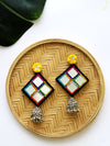 Juhi Hand-embroidered Mirror Jhumkas, a contemporary handcrafted earring from our wedding collection of Kundan, gota patti, pearl earrings and jhumkas for women online.