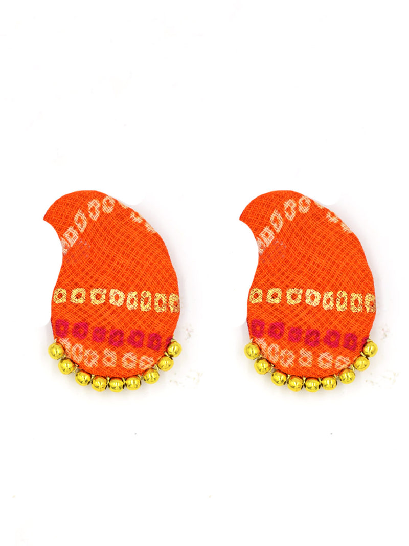 Paisley Bead Earrings, a handcrafted paisley earring with handmade bandhej and beads from our designer collection of earrings for women.