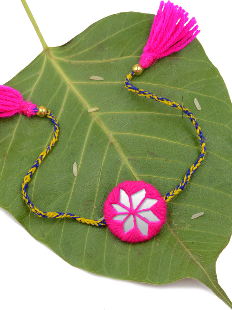 Bandhan Hand-Embroidered Rakhi (Pink)