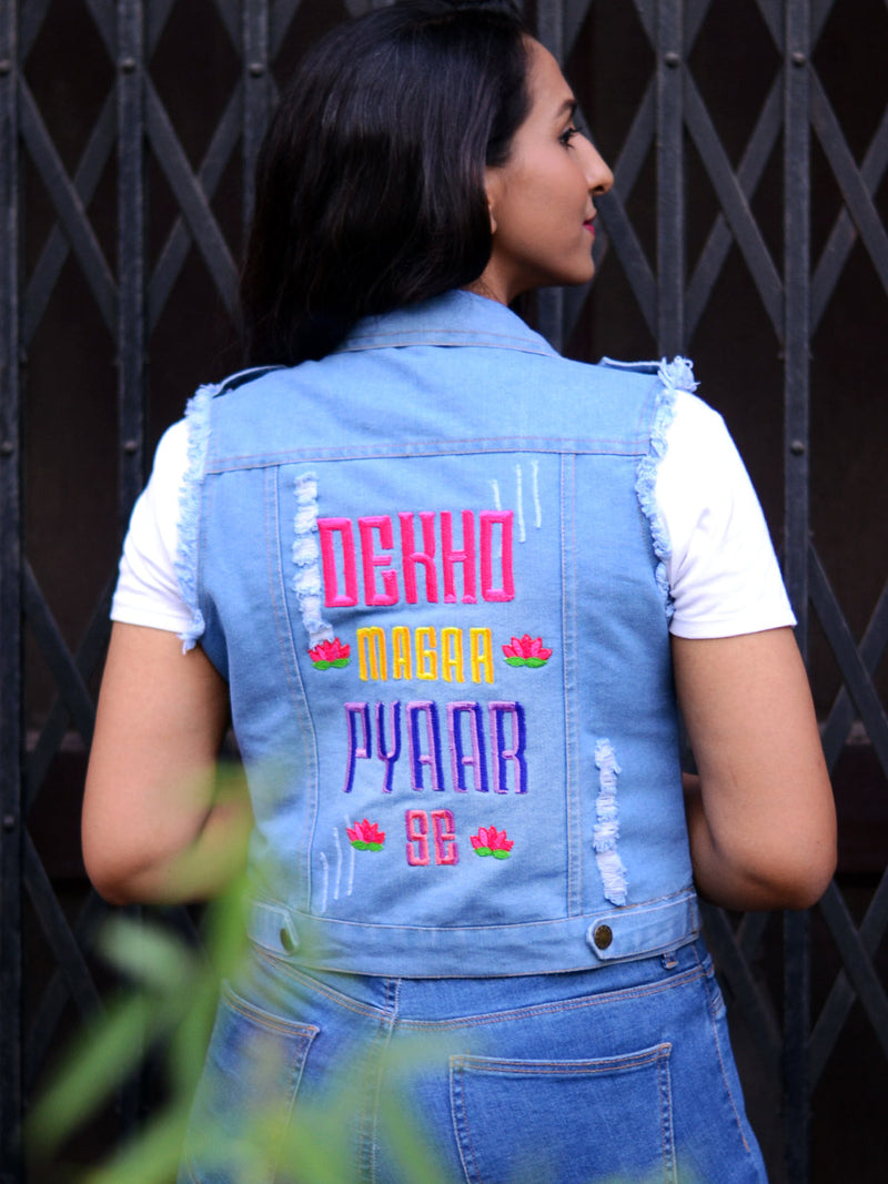 Buy Women Blue Self Design Jacket Online in India - Monte Carlo