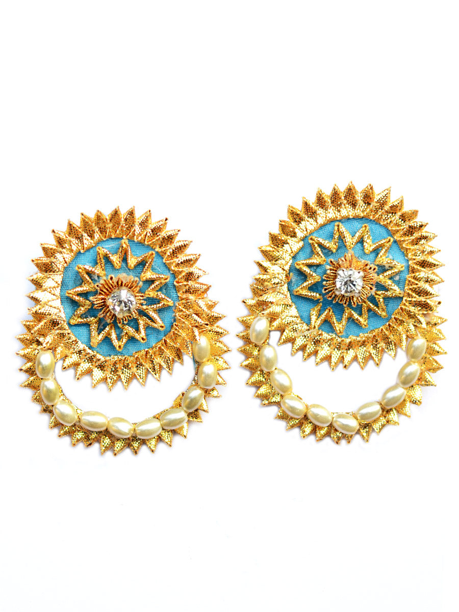 Gota Shine Earrings, a beautiful gota patti work earring with bead and stone detailing from our festive collection of earrings for women online.