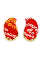 Paisley Bead Earrings, a handcrafted paisley earring with handmade bandhej and beads from our designer collection of earrings for women online.