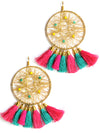 Tassel Carnival Earrings, a beautiful handmade hand embroidered earring with bead and tassel from our designer collection of earrings for women online.