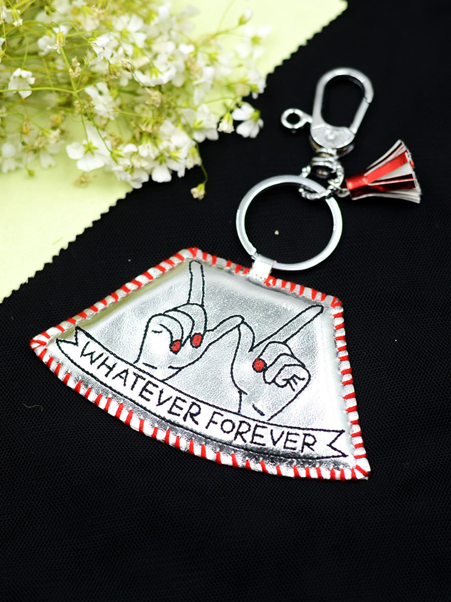 Whatever Forever Keychain Bagcharm, a unique handcrafted keychain bag charm from our designer collection of hand embroidered keychain and bag charms online.