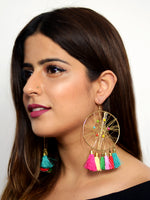 Tassel Carnival Earrings, a beautiful handmade hand embroidered earring with bead and tassel from our designer collection of earrings for women.