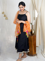 Zaida Silk Kurta Set with Silk Skirt - Black (Set of 2)