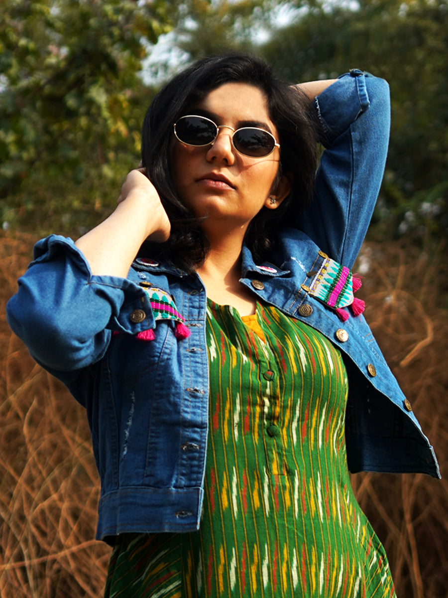 Denim Jacket With Saree & Kurti | 10 Ways to Wear Denim Jacket | MomaTiara  - YouTube
