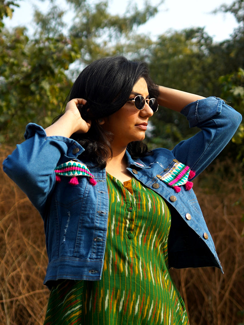 Denim Jacket With Saree & Kurti | 10 Ways to Wear Denim Jacket | MomaTiara  - YouTube