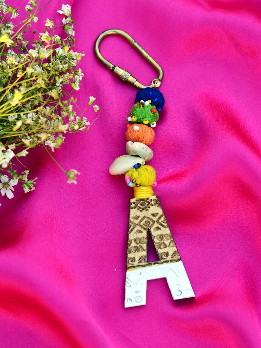 Embroidered Letter Tassel, Letter Tassel Keychain, Letter Bag Charm,  Handmade Tassel Keychain, Letter Purse Tassel, Alphabet Keychain