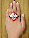 Dandiya Raas Ring for girls, a beautiful multi-coloured hand embroidered ring from our latest designer collection.