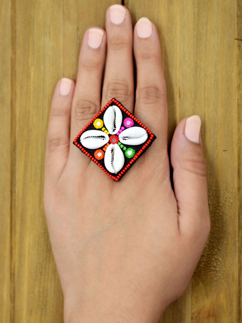 Dandiya Raas Ring for girls, a beautiful multi-coloured hand embroidered ring from our latest designer collection.