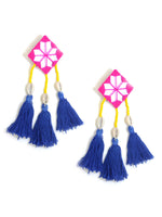 Bohemian Rhapsody Hand-embroidered Tassel Earrings, a beautiful handmade hand embroidered earring with tassel from our designer collection of earrings for women online.