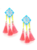 Bohemian Rhapsody Hand-embroidered Tassel Earrings, a beautiful handmade hand embroidered earring with tassel from our designer collection of earrings for women.