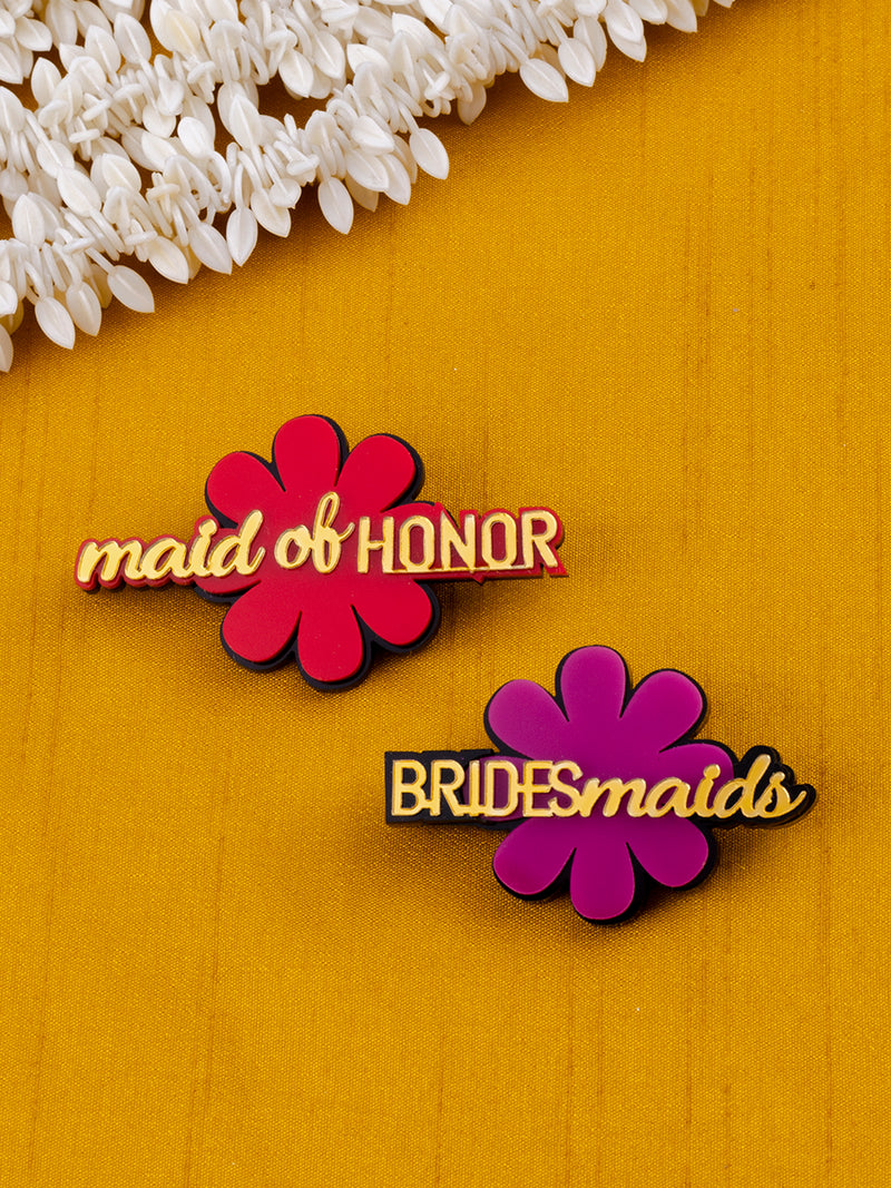 Maid of Honor + Bridesmaids Brooch Set of 2