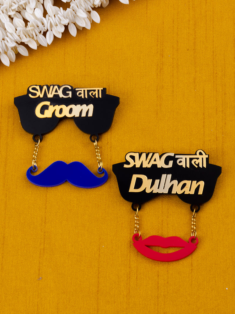 Swag wala Groom + Swag wali Dulhan Brooch Set of 2