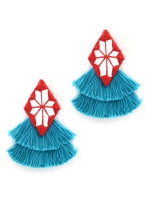 Naaz Hand-Embroidered Tassel Earrings, a beautiful handmade hand embroidered earring with mirror and tassel from our designer collection of earrings for women online.