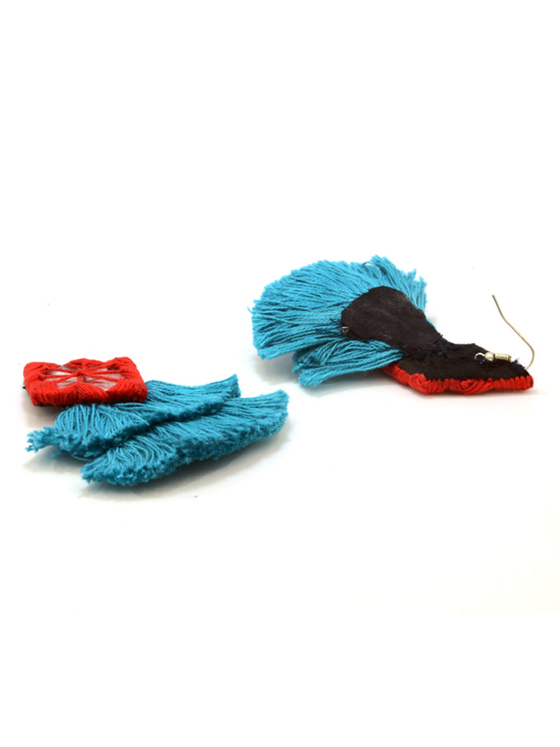 Naaz Hand-Embroidered Tassel Earrings, a beautiful handmade hand embroidered earring with mirror and tassel from our designer collection of earrings for women.