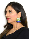 Rabia Hand-embroidered Mirror Earrings, an embroidered mirror earring from our quirky designer collection of earrings for women online.