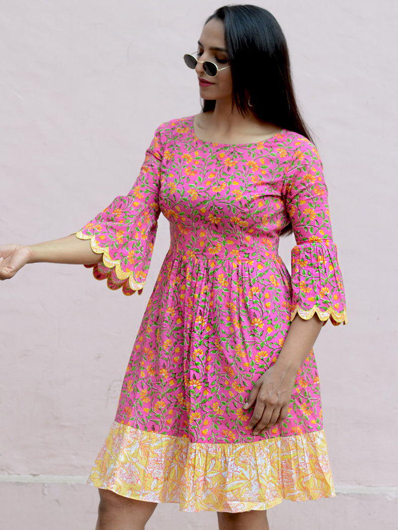 Ruby Scallop Dress, a hand embroidered ultra chic dress from our designer collection of boho and ethnic dresses for women.