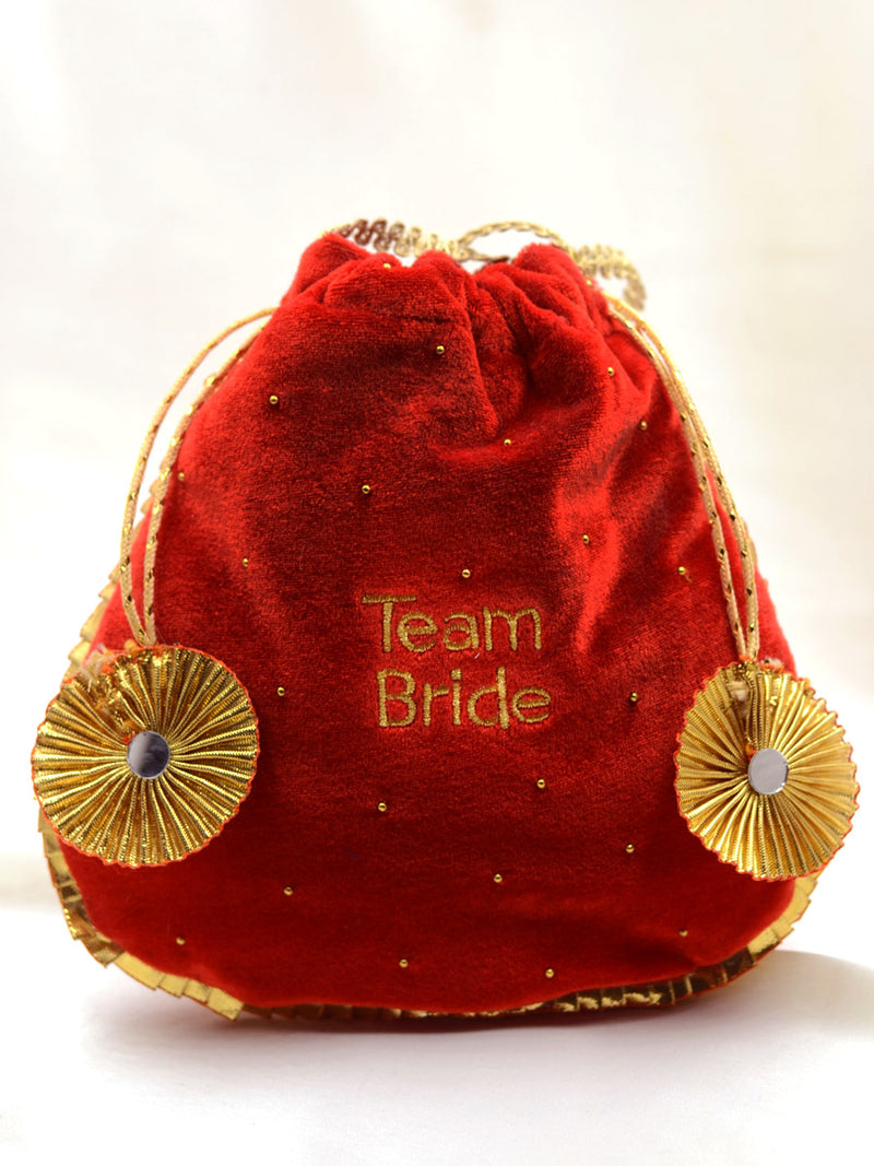 Team Bride Embroidered Gota-patti Potli