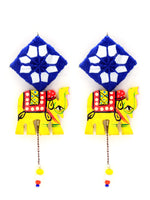 Tribal Elephant Hand-painted Hand-embroidered Earrings, an indo-western mirror earring from our handmade collection of earrings for women.