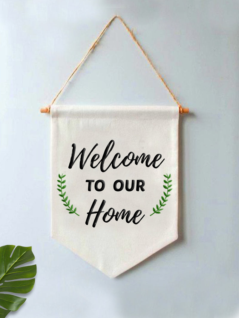Welcome To Our Home Embroidered Canvas Wall Art