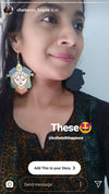 Divine Hand-painted Earrings an intricately hand painted Indo-western statement earring from our designer collection of hand embroidered, boho earrings for women.