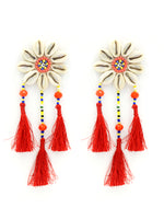 Beach Beauty Shell Earrings, a chic hand embroidered shell earrings from our designer collection of earrings for women.