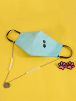 PAW RAKHI + Embroidered Dog Lover Mask with Chain + Paw Bead Earrings Set