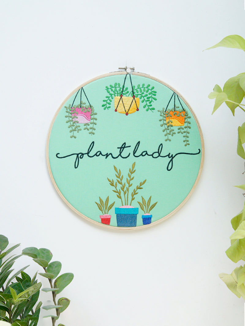 Plant Lady Embroidered Hoop Wall Art