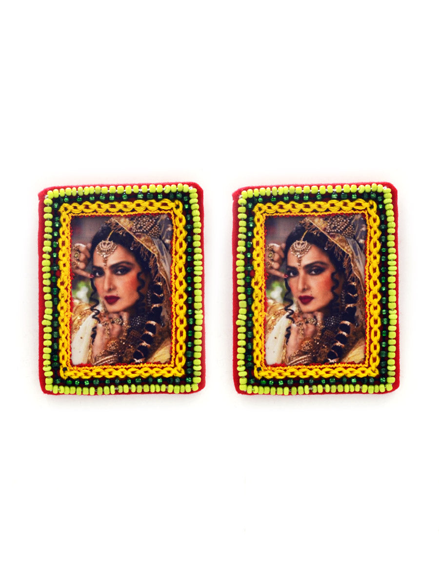 Eternal Rekha Earrings, a beautifully hand-embroidered earring from our designer collection of boho, Kundan and tassel earrings for women.